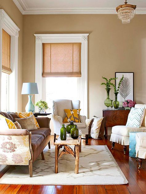 Neutral walls as a base is a great starting point for your personal flair! More living rooms here: http://www.bhg.com/rooms/living-room/makeovers/neutral-color/?socsrc=bhgpin071814neutralasabase&page=3 Neutral Living Room Colors, Cozy Family Rooms, Beige Living Rooms, Room Paint Colors, Neutral Living Room, Design Seeds, Family Room Decorating, Paint Colors For Living Room, Beige Walls