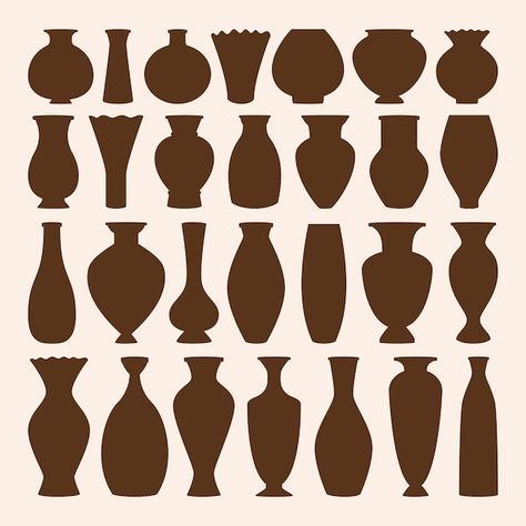 Ancient bowls icons collection. vase and... | Premium Vector #Freepik #vector #clay-pot #ancient-greek #greek #pitcher Vase Design Ideas, Hanging Paper Craft, Wall Hanging Paper Craft, Creative Vase, Craft For Home Decoration, Ancient Vase, Vase Deco, Hanging Diy, Flower Wall Hanging