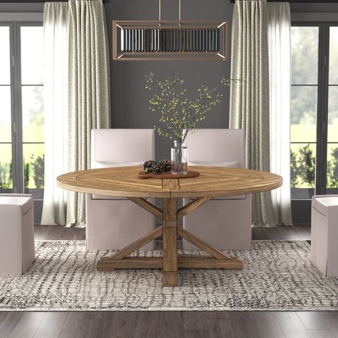 Greyleigh™ Burlington Dining Table & Reviews | Wayfair Dining Table Rustic, Round Dining Room, Round Dining Set, 4 Dining Chairs, 7 Piece Dining Set, Pedestal Dining Table, Dining Room Bar, Farmhouse Dining, Table And Chair Sets