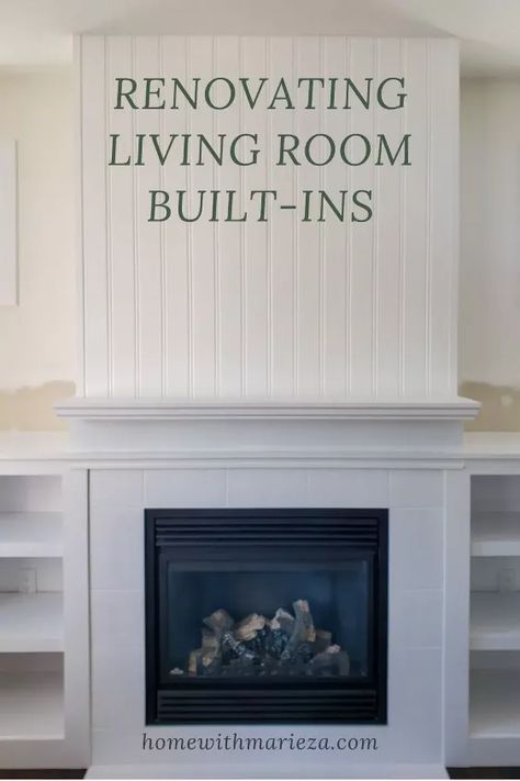 Renovating Living Room Built-ins | Hometalk Building A Basement, White Built Ins, Built In Around Fireplace, Living Room Built Ins, Diy Room Divider, Faux Window, Vintage Style Decorating, In This House, My Living Room