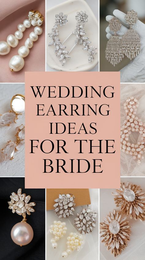 Discover stunning wedding earring ideas perfect for every bride. From classic pearls to sparkling diamonds, find the perfect match to complement your style on your special day. Whether you love vintage elegance or modern chic, our blog post has something for you. Click to explore more and get inspired! Follow us for more tips and ideas to make your wedding unforgettable. Wedding Accessories Earrings, Wedding Day Earrings Brides, Bride Jewelry Ideas, Spanish Wedding Dress, Statement Wedding Earrings, Bride Earrings Pearl, Bridal Jewellery Inspiration, Statement Earrings Wedding, Wedding Earring