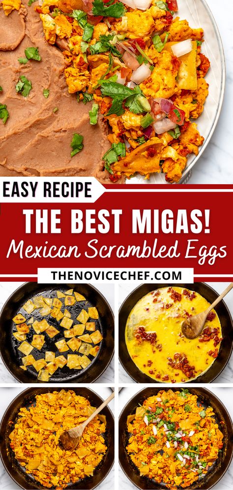 Mexican Style Breakfast, Migas Recipe Mexican Breakfast Corn Tortillas Scrambled Eggs, Mexican Egg Recipes, Corn Tortilla Breakfast Recipes, Migas Recipe Mexican Breakfast, Corn Tortilla Breakfast, Mexican Egg Breakfast, Migas Tacos, Mexican Scrambled Eggs Recipe