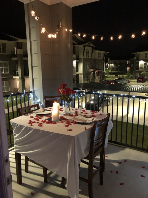 Romantic outdoor candle lit dinner ideas even for apartments. Romantic Dinner For Two Aesthetic, Candlelit Dinner At Home For Two, Home Dinner Date Ideas Decor, Dinner Date Table Setting Romantic, Outdoor Dinner Table Decor Night, Candle Night Dinner Decoration, Romantic Patio Dinner For Two, Candle Light Dinner At Home For Two, Dinner Date Set Up