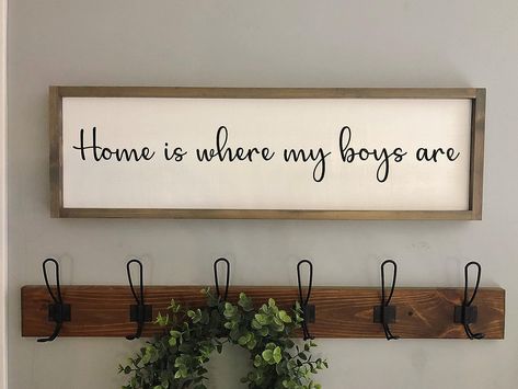 Tamengi Home is Where My Boys are Wood Sign | Farmhouse Sign | Rustic | Home Decor | Mothers Day Sign 91H-woodsign0525agye7egfd-812 ____Amazon #ad Diy Farmhouse Ideas, Mothers Day Signs, Painted Wood Signs, Farmhouse Sign, My Boys, Home Decor Signs, Farmhouse Signs, Home Is Where, Rustic Home