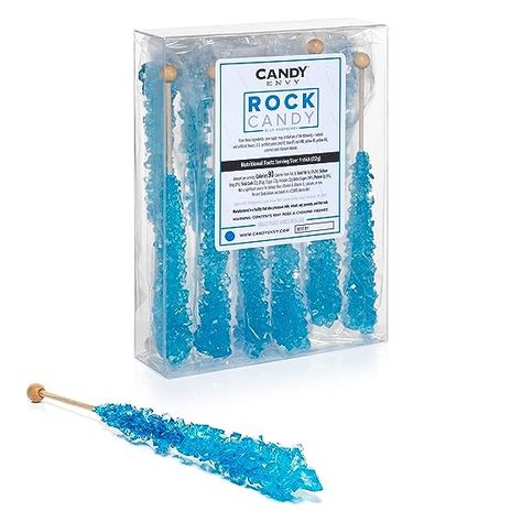 Amazon.com : Blue Rock Candy Crystal Sticks - Blue Raspberry Flavored - 12 Indiv. Wrapped : Grocery & Gourmet Food Green Candy Buffet, Blue Rock Candy, Yellow Candy Buffet, Blue Candy Bars, Vanilla Sugar Cookie Recipe, Blue Candy Buffet, Rock Candy Sticks, Sugar Sticks, Cotton Candy Flavoring