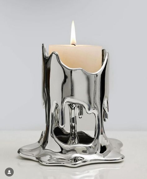 Aesthetic Drip, Melted Candle, Shopping Decor, Bespoke Chair, Drip Art, Dripping Candles, Silver Candle, Design Objects, Built To Last