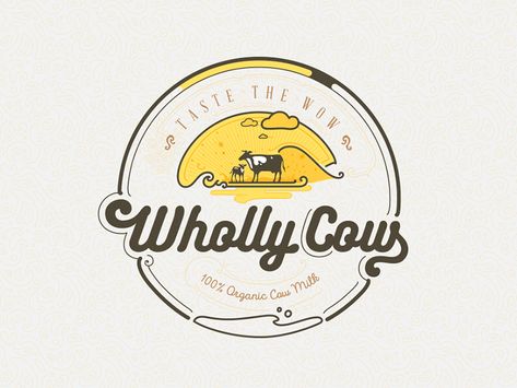 Wholly Cow - Taste the Wow Identity Design identity logo wholly cow milk dairy organic taste wow farm fresh india Dairy Logo Design Creative, Milk Brand Logo, Dairy Branding, Dairy Products Logo, Milk Logo, Company Brochure Design, Dairy Brands, Cow Products, Infographic Examples