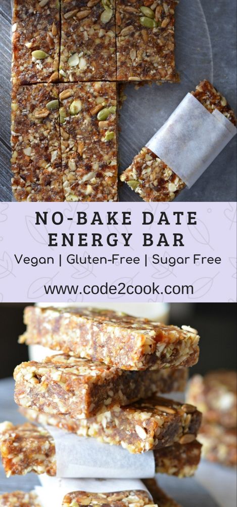 Date Energy Bars, Energy Bars Healthy, Smoothies Vegan, Healthy Bars, Energy Bar, Healthy Vegan Snacks, Vegan And Gluten Free, Diet Vegetarian, Energy Bars