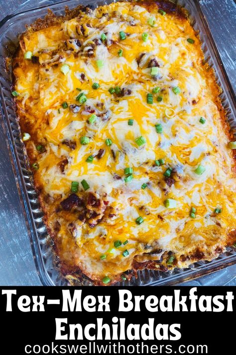 casserole dish of breakfast enchiladas Breakfast Enchiladas Make Ahead, Tex Mex Breakfast, Easy Breakfast Smoothies, Cozy Fall Recipes, Breakfast Enchiladas, Yummy Healthy Breakfast, Enchilada Recipes, Food Group, Breakfast Options