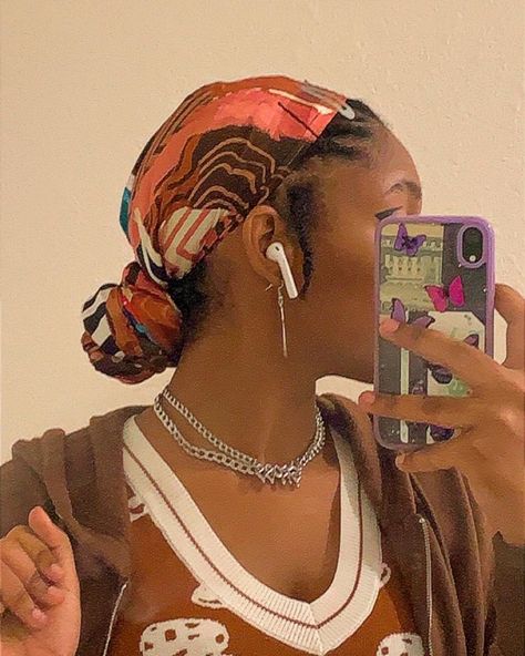 Afro Hair Wrap, Braid With Scarf, Headwrap Hairstyles, Head Wrap Styles, Hair Wrap Scarf, Hair Scarf Styles, Girls Natural Hairstyles, Head Scarf Styles, Pelo Afro