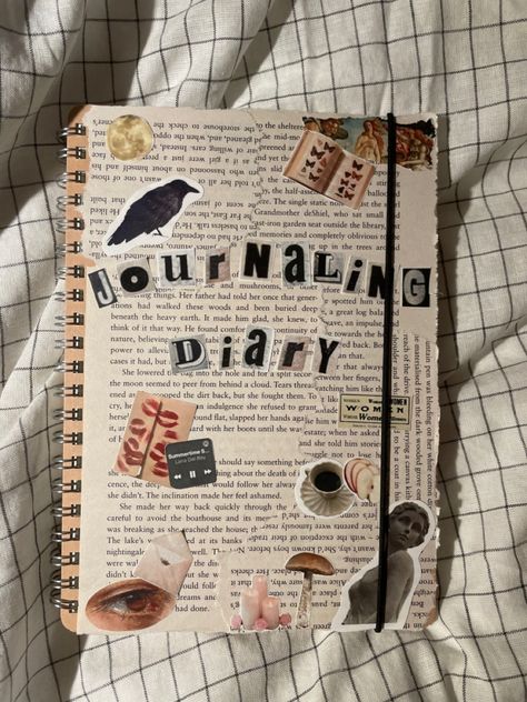 Cool Diary Covers, Open Diary Aesthetic, Ideas For Diary Cover, Cool Diary Ideas, Teenage Journal Aesthetic, Aesthetic Journal Pages Drawing, Diary Page Aesthetic, Secret Diary Aesthetic Ideas, Aesthetic Diary Entry Ideas