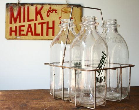 Vintage milk bottle carrier vintage milk bottles by cristinasroom, on etsy. Milk Bottle Decor, Milk Bottle Carrier, Vintage Milk Bottles, Milk Jar, Glass Milk Bottles, Milk Bottles, Bottle Carrier, Milk Carton, Wood Detail