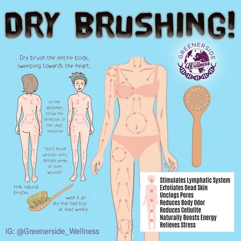 Dry Brush Benefits, Dry Brush Diagram, Dry Brushing Body Map, How To Dry Brush Your Face, Dry Brush Before And After, Dry Brushing Infographic, Body Brushing How To, Dry Brushing Diagram, How To Use A Dry Body Brush