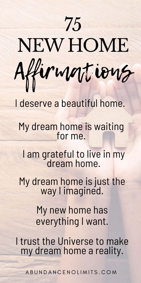 If you're looking for positive affirmations to manifest a house, these affirmations are for you. I'll share with you my favorite abundance affirmations that I used to manifest my own home. House Manifestation Quotes, Manifestation Words To Use, Vision Board For House, Manifest Dream Home Affirmations, Home Manifestation Affirmations, Dream Home Spell, Manifest New Home Affirmations, Affirmations For New Apartment, I Own My Dream Home Affirmation