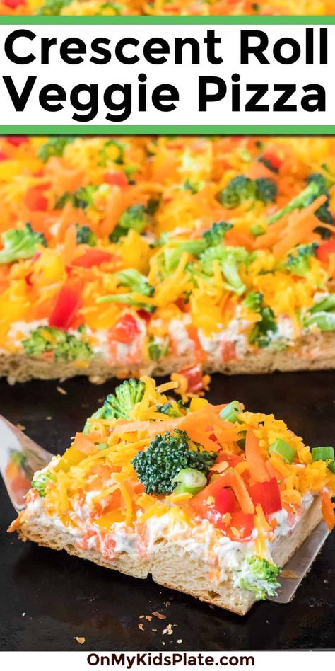 Flatbread Veggie Pizza Recipes, Vegetables Pizza Recipe, Vegan Veggie Pizza, Recipe For Veggie Pizza, Hors D’oeuvres Ideas Easy, Easy Veggie Pizza Crescent Rolls, Easy Vegetable Pizza, Pillsbury Crescent Roll Veggie Pizza, Party Food For Vegetarians