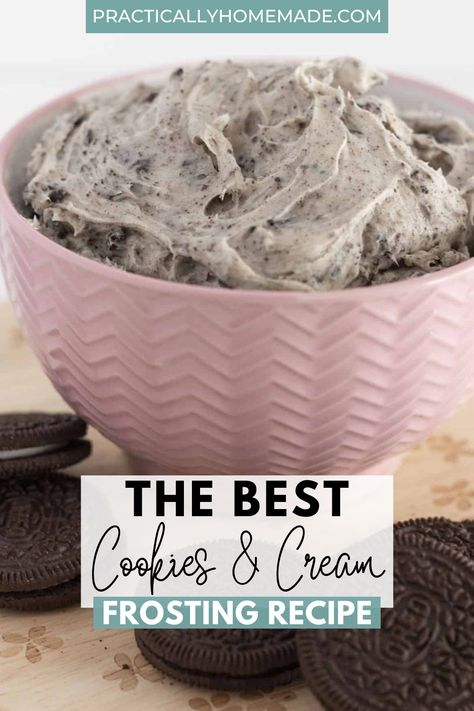 This is The Best Cookies and Cream Frosting Recipe for all of your frosting needs! It’s perfect on top of cakes, cupcakes, cookies, and anything you like. The combination of the tangy cream cheese and crushed oreo cookies is truly something to obsess over and it’s so easy to make! Cookie And Cream Filling For Cakes, Cookies And Cream Cake Filling Recipe, Oreo Cream Cake Filling, Cookies N Cream Cake Filling, Oreo Cookie Cream Filling, Oreo Cream Cheese Frosting, Cream Frosting Recipe, Holiday Cake Recipes, Oreo Cookie Flavors