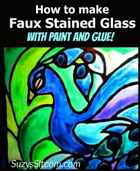 Faux Stained Glass. clear glu, acrylic paint, old picture frame Upcycling, Diy Stained Glass Window, Stained Glass Cookies, Tiffany Lamp, Painted Glass Art, Art Fish, Stained Glass Paint, Making Stained Glass, Stained Glass Diy