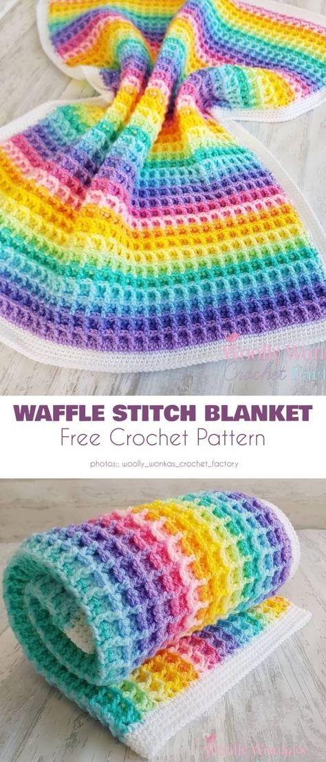 Crochet Afghans, Waffle Stitch Blanket, Pastel Crochet, Stitch Blanket, Crocheted Blanket, Crochet Blanket Designs, Mode Crochet, Baby Afghan, Waffle Stitch