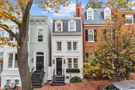 Georgetown Dc, Townhouse Exterior, Old Row, Apartment Exterior, Row Houses, Row House, Level Homes, Stately Home, Houses For Sale