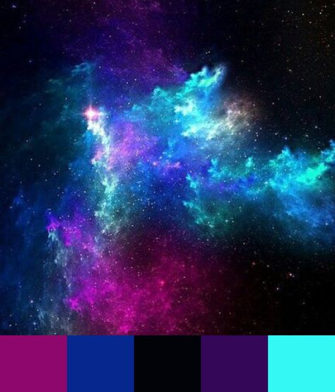 Galaxy color palette Night Sky, Color Palette, Stars, Purple, Pink, Blue, Color