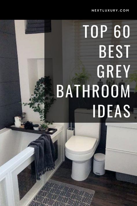 Bathroom Gray Decoration, Small Dark Grey Bathroom, Grey Bathroom Wall Decor, White And Grey Bathroom Ideas Decor, Dark Grey Bathroom Ideas Paint, Modern Gray Bathroom Ideas, Black Gray Bathroom Ideas, Bathrooms With Grey Cabinets, Gray Black Bathroom Ideas