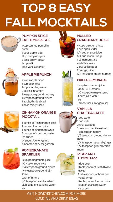 Fall Festival Drinks, Drinks For Mabon, Thanksgiving Recipes Drinks Non Alcohol, Fall Drinks No Caffeine, September Drink Ideas, Fall Lemonade Stand, Easy Fall Drinks To Make At Home, Mocktails Non Alcoholic For Fall, November Drinks Alcohol