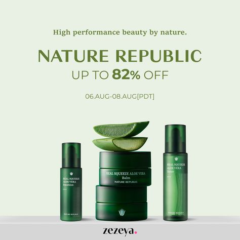 🍃Your skin deserves the best!🌿 Enjoy the NATURE REPUBLIC SALE! 🎁 Great deals await! ⏰ Only 3 days! 08.06 - 08.08 (PDT) ⏰ . . 🛒zezeya.com Access the site now and receive unlimited coupons! 💌 Purchase over $120 COUPON_20% 💌 Purchase over $80 COUPON_13% 💌 Purchase over $60 COUPON_10% 💌 Purchase over $40 COUPON_5% #zezeya #Promotion #NATUREREPUBLIC #kbeauty #koreanskincare #skincare #koreancosmetics #koreanbeauty #asianbeauty #korea #kbeautyskincare #skincareroutine #beauty #gift #event Aloe Vera Toner, Nature Republic, Korean Cosmetics, The Nature, K Beauty, Korean Skincare, Korean Beauty, Beauty Gift, Branding Design Logo