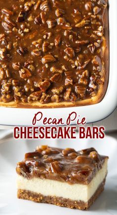 Pecan Pie Cheesecake Bars, Pecan Pie Cheesecake Recipe, Caramel Pecan Pie, Pecan Pie Cheesecake, A Spicy Perspective, Pie Cheesecake, Gooey Caramel, Classic Cheesecake, Dessert Bar Recipe