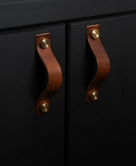 BROWN LEATHER PULL HANDLE 2 SIZES - Kitchen Cabinet Door Drawer British Designed | eBay Caravan Decor, Leather Drawer Pulls, Kitchen Cupboard Handles, Leather Kitchen, Wardrobe Door Handles, Kitchen Drawer Pulls, Kitchen Door Handles, Kitchen Cabinet Door, Industrial Interiors