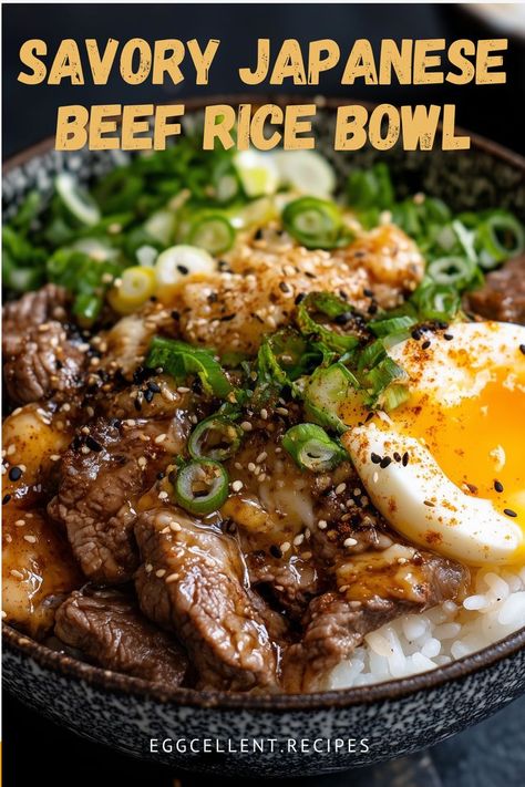 If you are in the mood for a savory and satisfying meal, this Japanese Beef Rice Bowl (Gyudon) with Soft Boiled Egg is the perfect choice. #gyūdon beef rice bowl #beef gyudon rice bowl #Japanese Beef Rice Bowl #Japanese Beef Rice Bowl recipe #japanese beef rice bowl marion #japanese beef and rice bowl #japanese beef and rice bowl recipe #japanese beef rice bowl #japanese beef rice bowl recipe #japanese beef rice bowl marion #japanese ground beef rice bowl #japanese beef and egg rice bowl Beef Bowl Japanese, Ground Beef Rice Bowl, Beef Gyudon, Beef And Rice Bowl, Beef Rice Bowl Recipe, Egg Rice Bowl, Beef Bowl Recipe, Egg Recipes For Dinner, Eggs Dinner