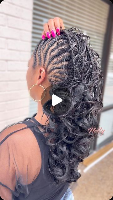 Mohawk With Braids On The Side, Cute Mohawk Hairstyles Black Women, Cornrow Mohawk Hairstyles Black, Connects Hairstyle For Black Women, Mohawk Crochet Hairstyles Black Women, Mohawk Braid Hairstyles For Black Women, Braids Mohawk For Black Women, Goodness Braids Hairstyles, Side Braid Hairstyles For Black Women