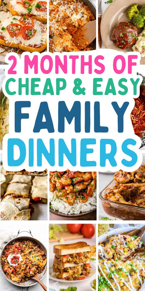 Cheap homemade dinners for a family on a budget, with healthy chicken and casserole recipes, crockpot pasta meals, and kid-friendly easy ground beef skillet dinners so your groceries budget stays affordable. Cheap And Yummy Dinners, Non Chicken Dinner Recipes, Cheap Easy Freezer Meals Families, Dinner On A Budget For Two, Dinner Budget Recipes, Dinner Ideas Cheap Healthy, Healthy Meals On A Budget For One, Cheap Quick And Easy Dinner Recipes, Cheap Family Meal Plan