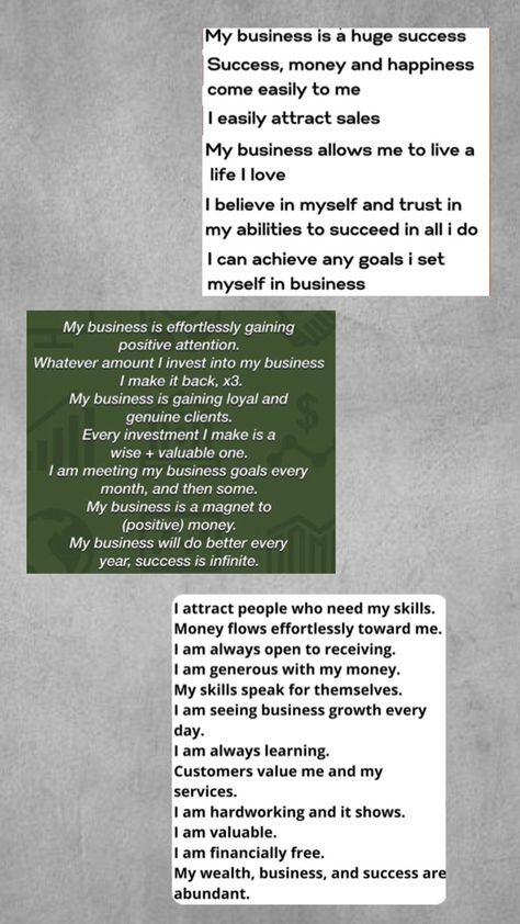 Business Owner Affirmations Affirmations for Entrepreneurs Positive Affirmations for Business Success Daily Affirmations for Business Owners Entrepreneur Affirmations Affirmations for Business Growth Success Mindset Affirmations Affirmations for Entrepreneurial Confidence Business Success Affirmations Positive Thinking for Entrepreneurs Business Affirmations Entrepreneur, Entrepreneur Affirmations, Business Affirmations, Mindset Affirmations, Affirmations Positive, I Believe In Me, Success Affirmations, Law Of Attraction Affirmations, Money And Happiness