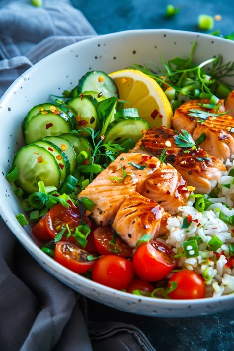 Discover delicious and nutritious salmon bowl recipes for easy meal prep. These healthy salmon bowls are perfect for a quick and satisfying meal. Try these tasty salmon bowl ideas to add more flavor and variety to your weekly menu. With simple ingredients and minimal prep, enjoy a balanced meal that is both flavorful and good for you. Whether you're looking to eat healthier or just want a convenient meal option, these salmon bowls are the ideal choice. Antiinflammatory Recipe Salmon, Seafood Meal Prep Ideas, Smoked Salmon Breakfast Bowl, Salmon And Eggs Dinner, Light Recipes For Summer, Clean Eating Pescatarian Recipes, Seafood Bowls Recipe, Sweet Potato Recipes Meal Prep, No Salt Meals