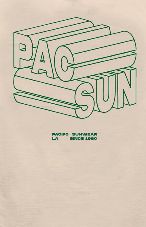 Green PacSun 3D Logo T-Shirt graphicdesigncourse #makeyourownlogo Cute Trendy Shirt Designs, Cute College Tshirts, T Shirt Fonts Ideas, Yearbook Tshirts Designs, Minimal Graphic Tee, Club Merch Ideas, Typography Tshirt Design Graphic Tees, Minimalist Tshirt Design Graphic Tees, Festival Shirt Design