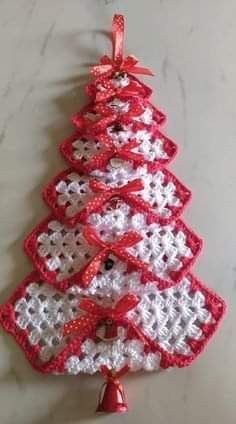 Create A Crochet Christmas Tree With Granny Squares Crochet Christmas Trees Free, Crochet Holiday Gifts, Crocheted Christmas Tree, Crochet Christmas Trees Pattern, Holiday Crochet Patterns, Crochet Christmas Ornaments Free, Crochet Christmas Tree, Crochet Ornament Patterns, Christmas Crochet Patterns Free