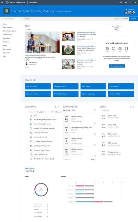 Modern SharePoint Intranet ... Sharepoint Dashboard, Sharepoint Design, Employee Portal, Sharepoint Intranet, Intranet Portal, Ui Design Dashboard, Microsoft Project, Internal Communications, Office 365