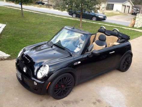 Black Mini Convertible, Blacked Out Mini Cooper, Mini Cooper Aesthetic Black, Black Mini Cooper Convertible, Black Convertible Car Aesthetic, Mini Cooper Convertible Aesthetic, Black Mini Cooper Aesthetic, Black Convertible Car, Mini Cooper Aesthetic