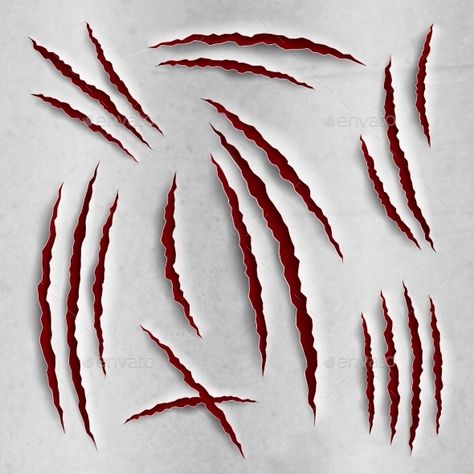 Claw Scratches Set Scratch Tattoo, Claw Tattoo, Paper Vector, Mark Tattoo, Scar Tattoo, Scratch Art, Dark Art Tattoo, Cat Claws, Torn Paper