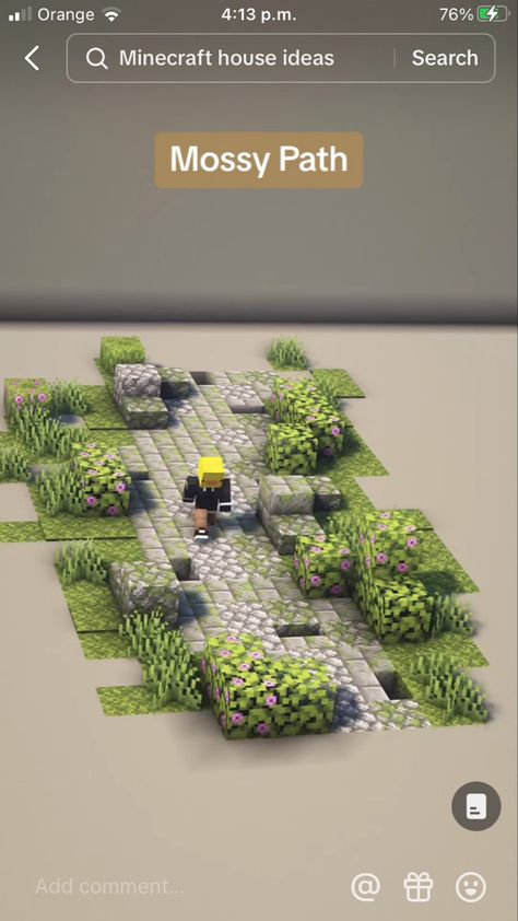 Swamp Path Minecraft, Medieval Pathway Minecraft, Minecraft Pathways Design Stone, Minecraft Pathing Ideas, Pathways Ideas Minecraft, Oh The Biomes Youll Go Minecraft House, Minecraft Overgrown Bridge, Cobblestone Path Minecraft, Natural Path Minecraft