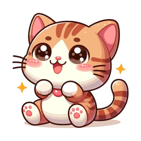 Animal Cute Illustration, Cute Cat Art Cartoon, Kfc Mascot, Cute Stickers Ideas, Happy Cute Cat, Imagenes Cute, Cat Illustration Cute, Gato Cute, Banner Web Design