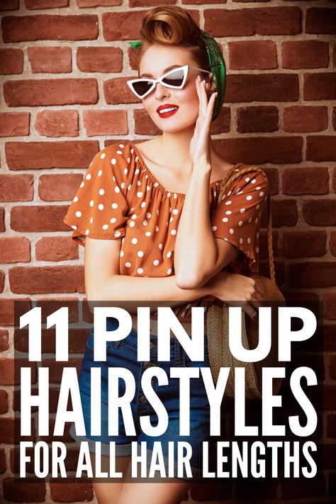 1940s Hairstyles For Short Hair, Easy Fifties Hairstyles, Easy Pinup Hairstyles For Short Hair, 50s Hair Styles For Women, Retro Pinup Hair, 40s Hairstyles Short Vintage 1940s Hair, Rockabilly Short Hairstyles, Retro Short Hairstyles, 50s Short Hairstyles