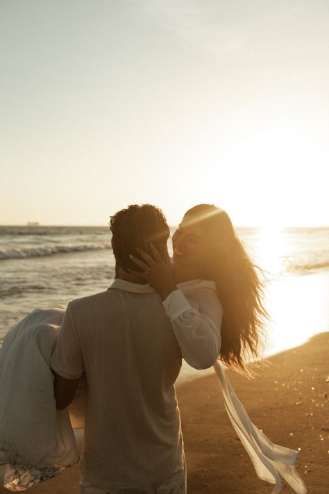 Beach Engagement South Of France Photoshoot, Crystal Cove Engagement Photos, Wedding Photos On The Beach, Dreamy Beach Engagement Photos, Save The Date Beach Pictures, Golden Hour Beach Engagement Photos, Sunset Beach Engagement Photos, Beach Save The Date Photos, Beach Engagement Photos Ideas