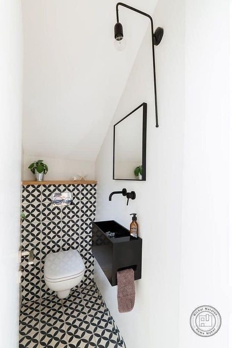 Stair Organization, Stair Remodel Ideas, Tiny Wet Room, Understairs Toilet, Wc Decoration, Tiny Powder Room, Amp Furniture, Contemporary Powder Room, Small Downstairs Toilet