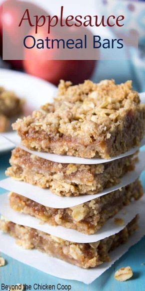 Applesauce Oatmeal Bars, Applesauce Oatmeal, Midnight Munchies, Oatmeal Bars Healthy, Resepi Biskut, Apple Sauce Recipes, Quick Dessert, Oat Bars, Oatmeal Bars