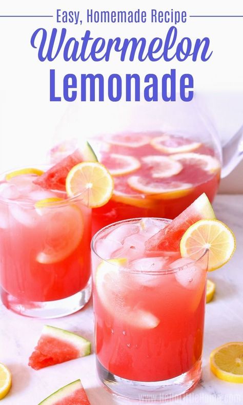 Watermelon Lemonade Recipe, Watermelon Recipes Drinks, Watermelon Juice Recipe, Best Watermelon, Homemade Lemonade Recipes, Watermelon Drink, Watermelon And Lemon, Drink Recipes Nonalcoholic, Lemon Drink