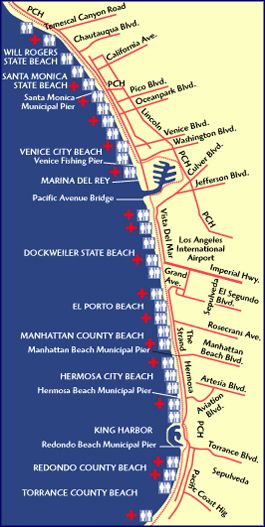 California Pier Santa Monica, Map California, Map Of California, Manhattan Beach California, Angeles Crest Highway, Redondo Beach Pier, Venice City, Santa Monica California, Bicycle Trail