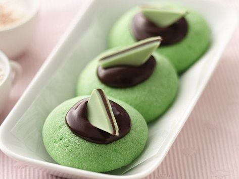 Andes Chocolate, Ghirardelli Peppermint Bark, Chocolate Mints, Andes Mint Cookies, Chocolate Thumbprint Cookies, Chocolate Mint Cookies, Thumbprint Cookies Recipe, Blossom Cookies, Mint Recipes