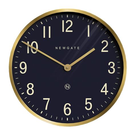 Mr. Edwards Wall Clock in Radial Brass with Navy Face design by Newgate Newgate Clocks, Dorm Aesthetic, Vintage Home Office, Floor Fans, Lantern String Lights, House Shop, Wall Art Wallpaper, Clock Wall Art, Screen Saver