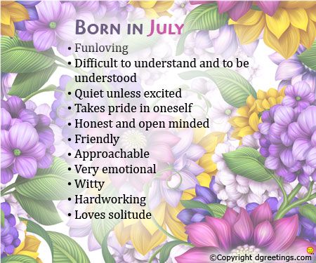 Born in July What Your Birth Month Says About You Birthday Facebook Cover, Birth Month Meanings, Birthday Month Quotes, Birth Month Quotes, July Birth Flower, Month Quotes, July Quotes, Born In July, Cover Pics For Facebook